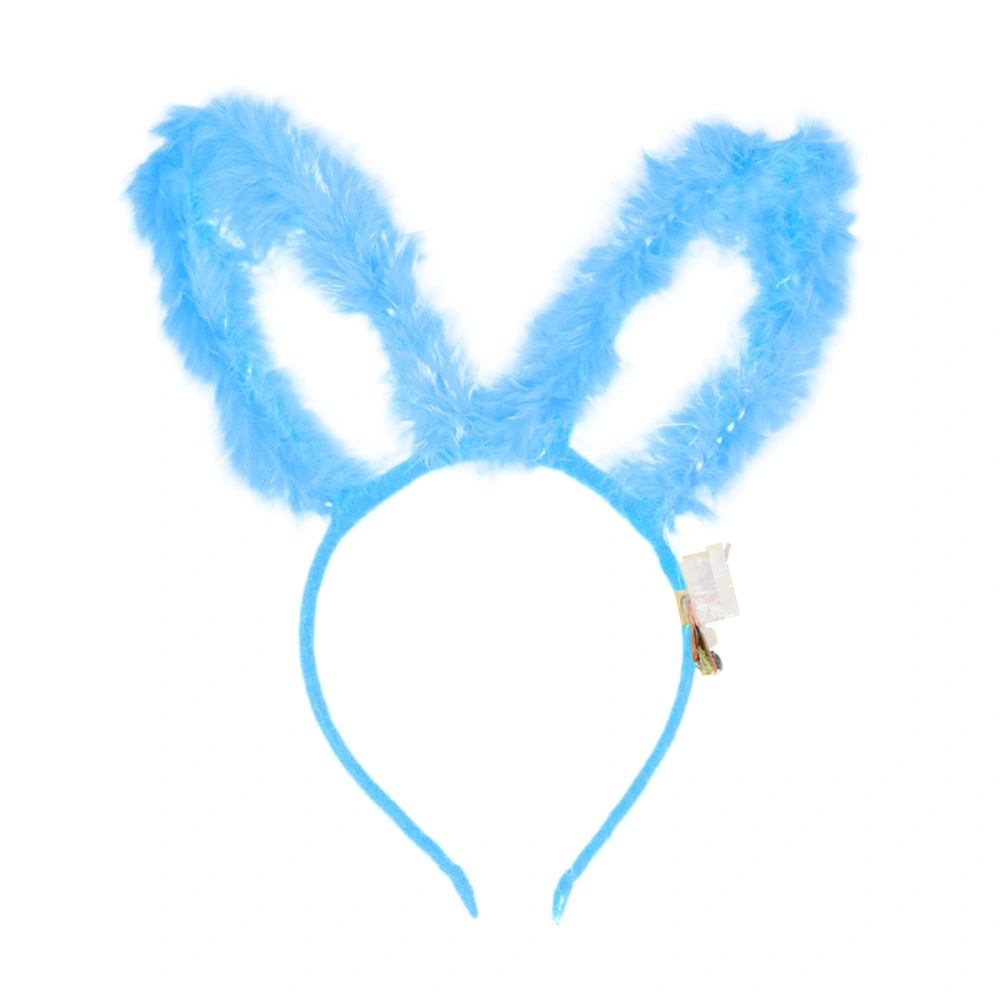 1PC Glowing Hair Band Feather Rabbit Ear LED Headband Luminous Hair for Party (Blue)