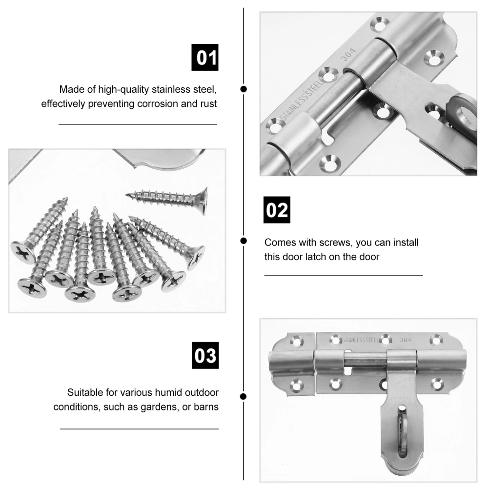 1 Set Stainless Steel Barrel Bolt Lock Gate Latches with Lock Hole Door Latches