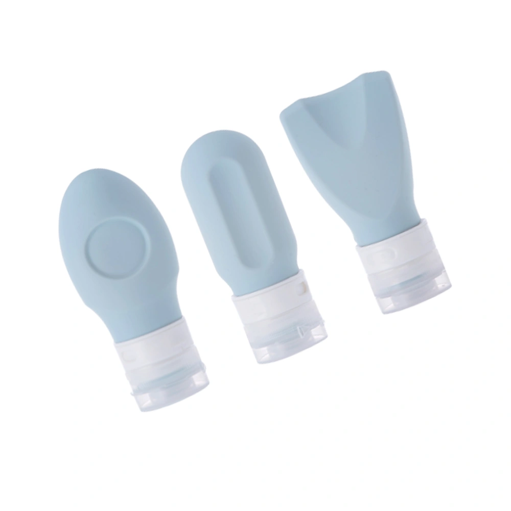 3PCS Portable Silica Gel Bottle Compact Lotion Dispenser Bottle Travel Press Pump Bottle Body Wash Shampoo Subpackaging Bottle Silicone Subpackaging Bottle (Sky-blue)