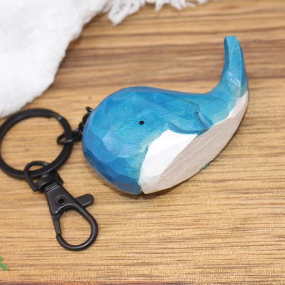 2Pcs Whale Shaped Keychains Cartoon Animal Key Charms Bag Hanging Keyring(Random Color)