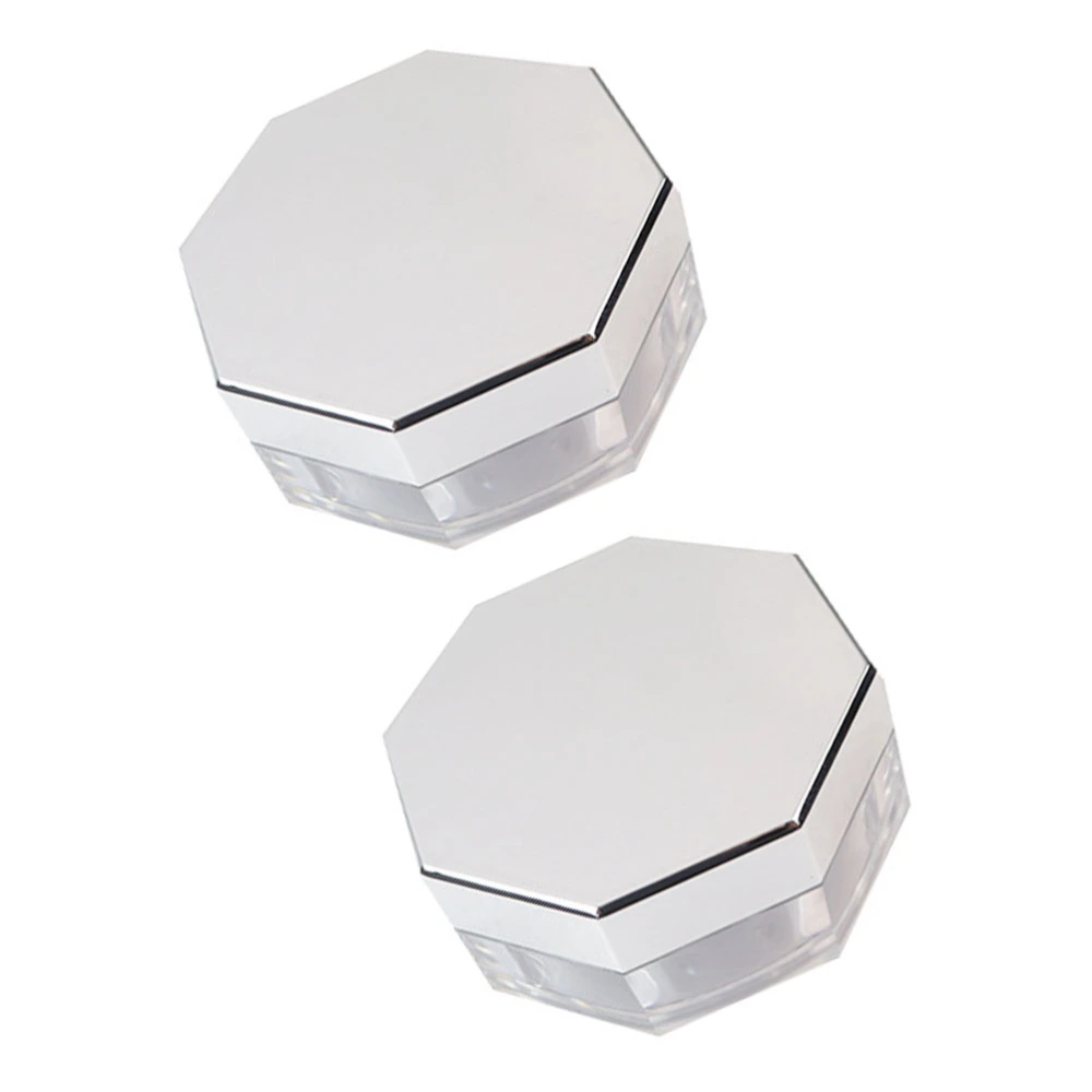 2 Sets of Octagonal Mirror Portable Elastic Mesh Powder Storage Box for Women