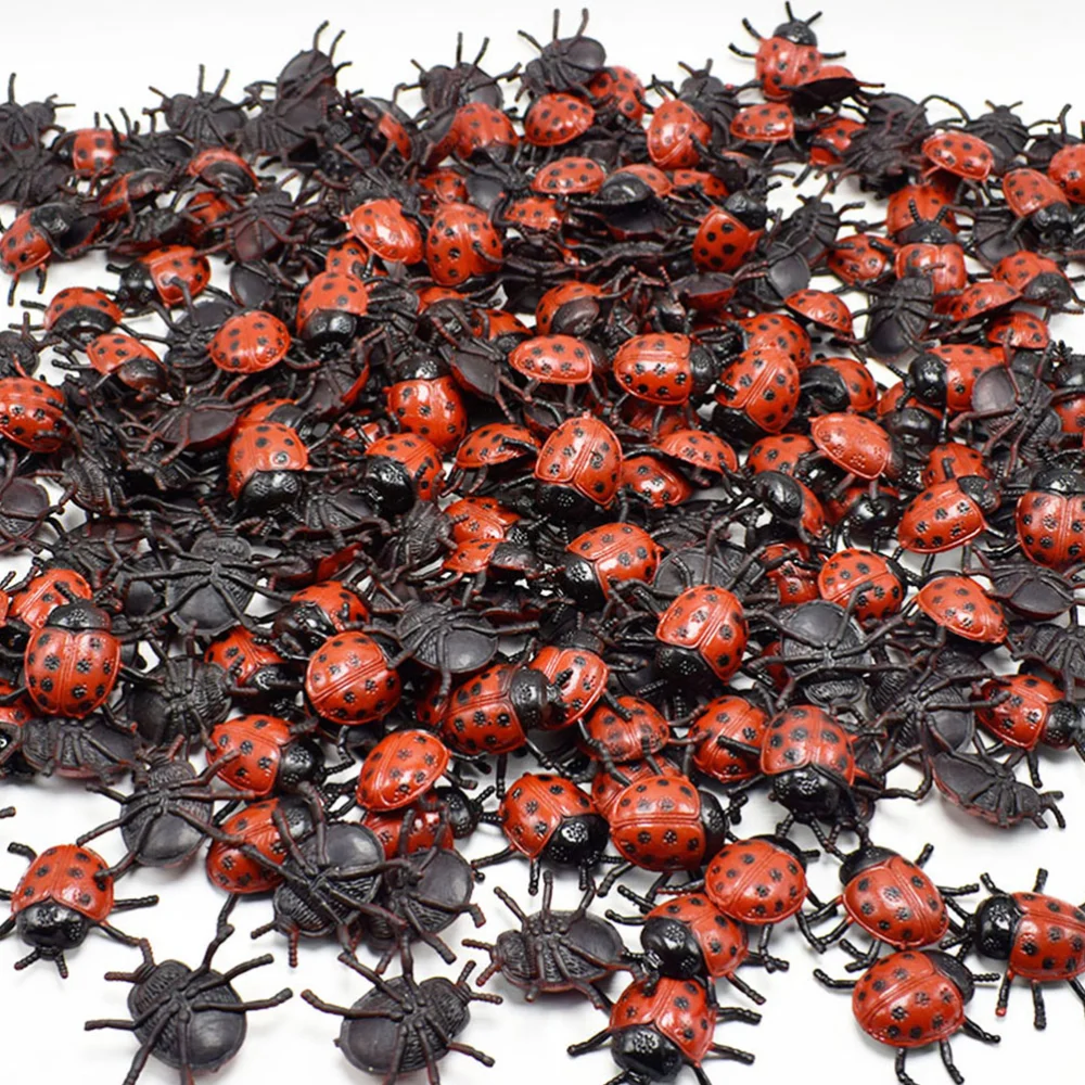 25 PCS PVC Simulation Ladybug Model Tricky Scary Toy Simulation Small Insect