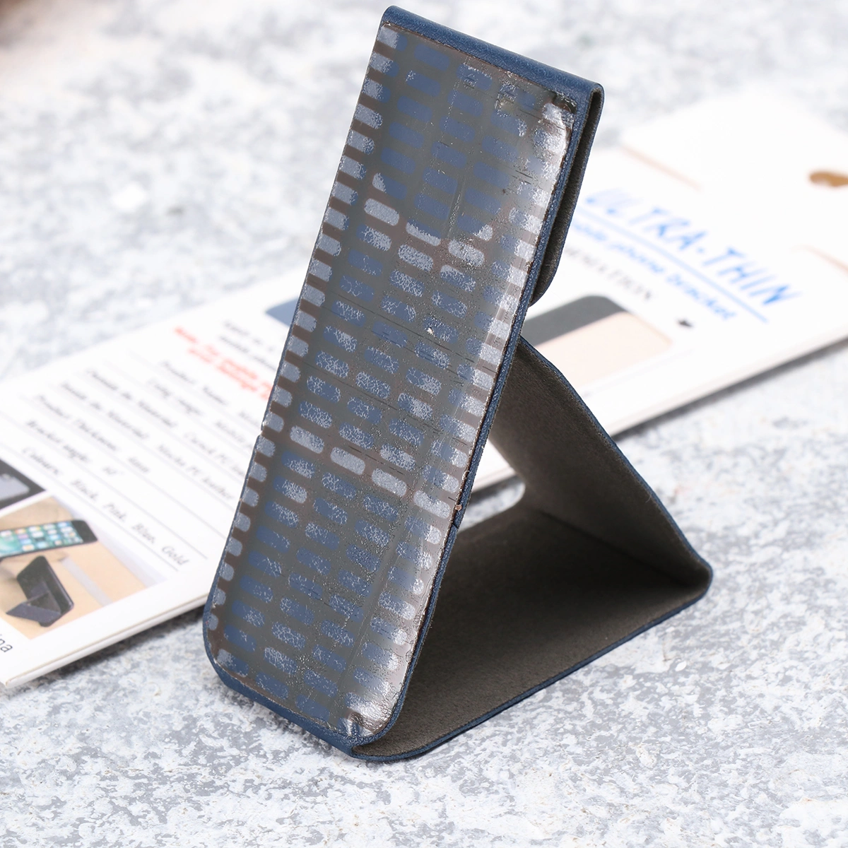 Phone Holder Car PU Magnetic Back Sticker Convenient Finger Ring Stand Lazy Mobile Phone Tablet Universal Magnet Mount Foldable (Sapphire)