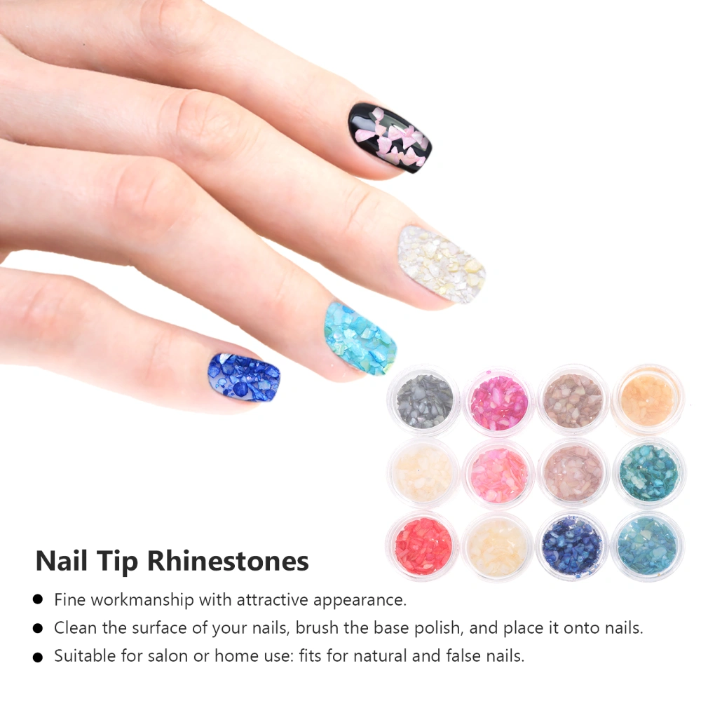 12 Boxes Nail Crushed Shell Seashell Glitter Sticker 3D Nail Abalone Decal