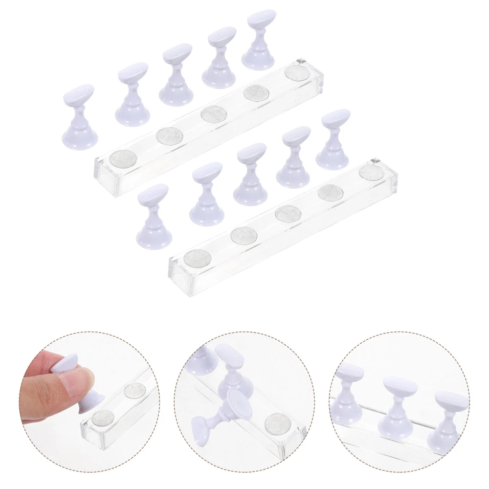 2 Sets Acrylic Nail Art Tips Holder Magnetic Nail Art Tips Practice Stands