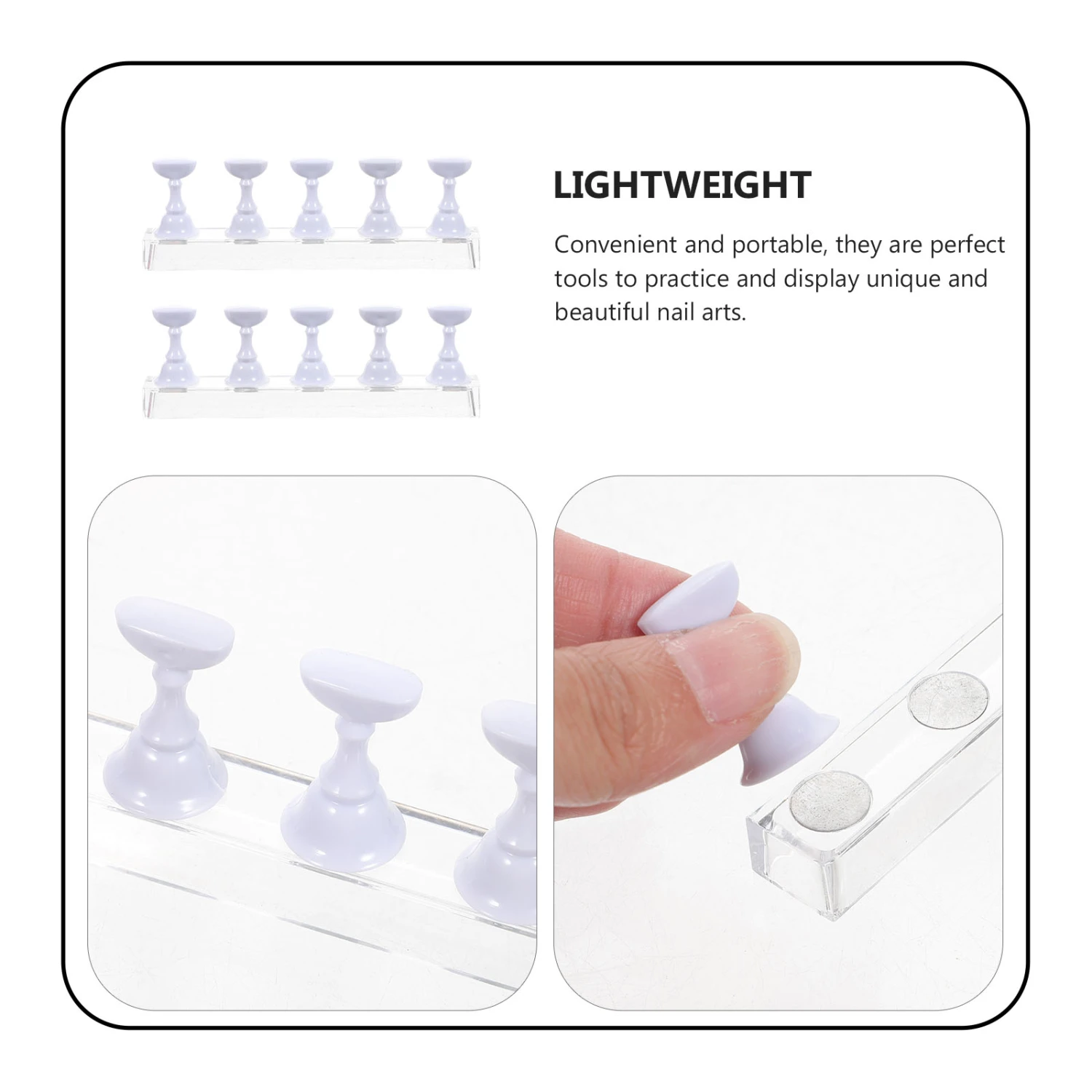 2 Sets Acrylic Nail Art Tips Holder Magnetic Nail Art Tips Practice Stands