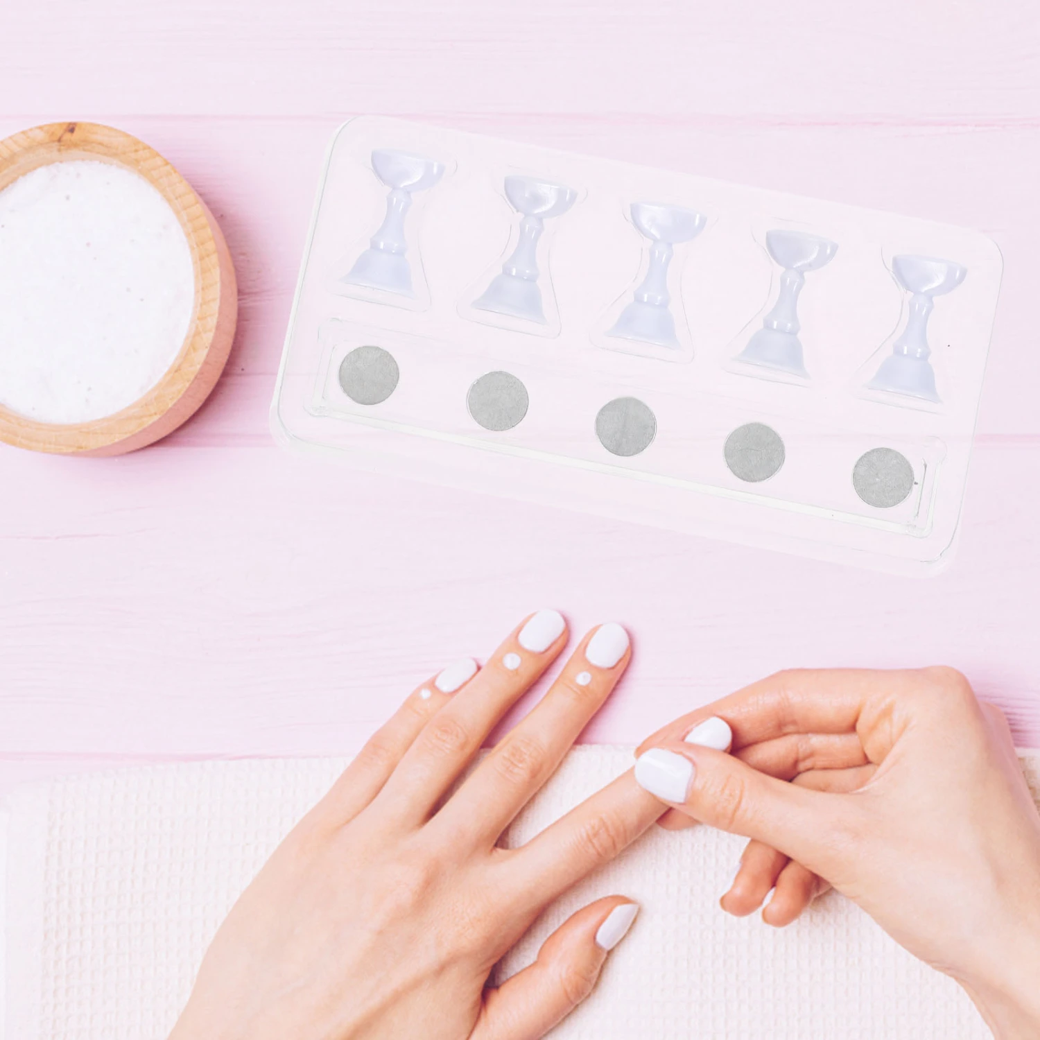 2 Sets Acrylic Nail Art Tips Holder Magnetic Nail Art Tips Practice Stands