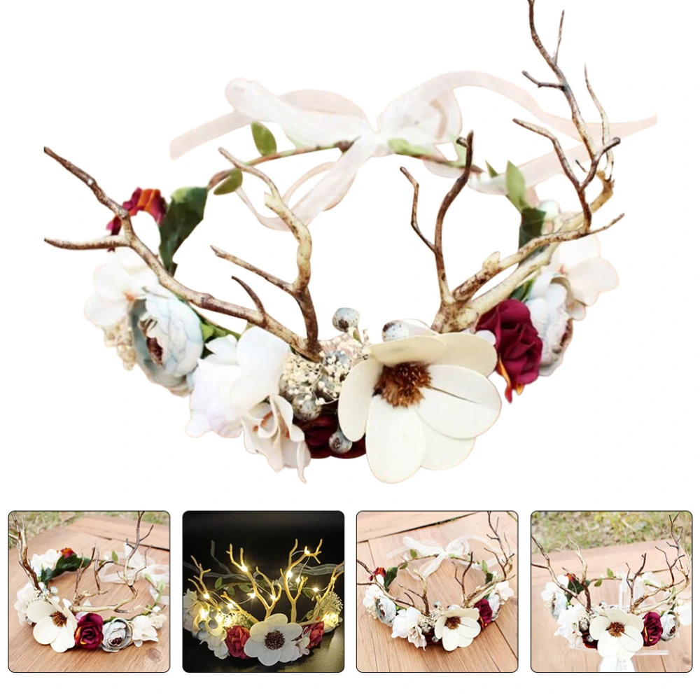 1pc Artificial Flower Tiara Exquisite Girl Headwear Decor Glowing Hairband