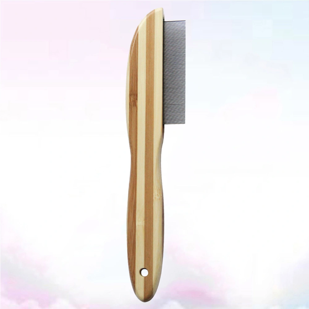 Wooden Handle Dog Cat Comb Pet Cleaning Comb Pet Supplies Pet Creative Dense Teeth Comb (Light Yellow)