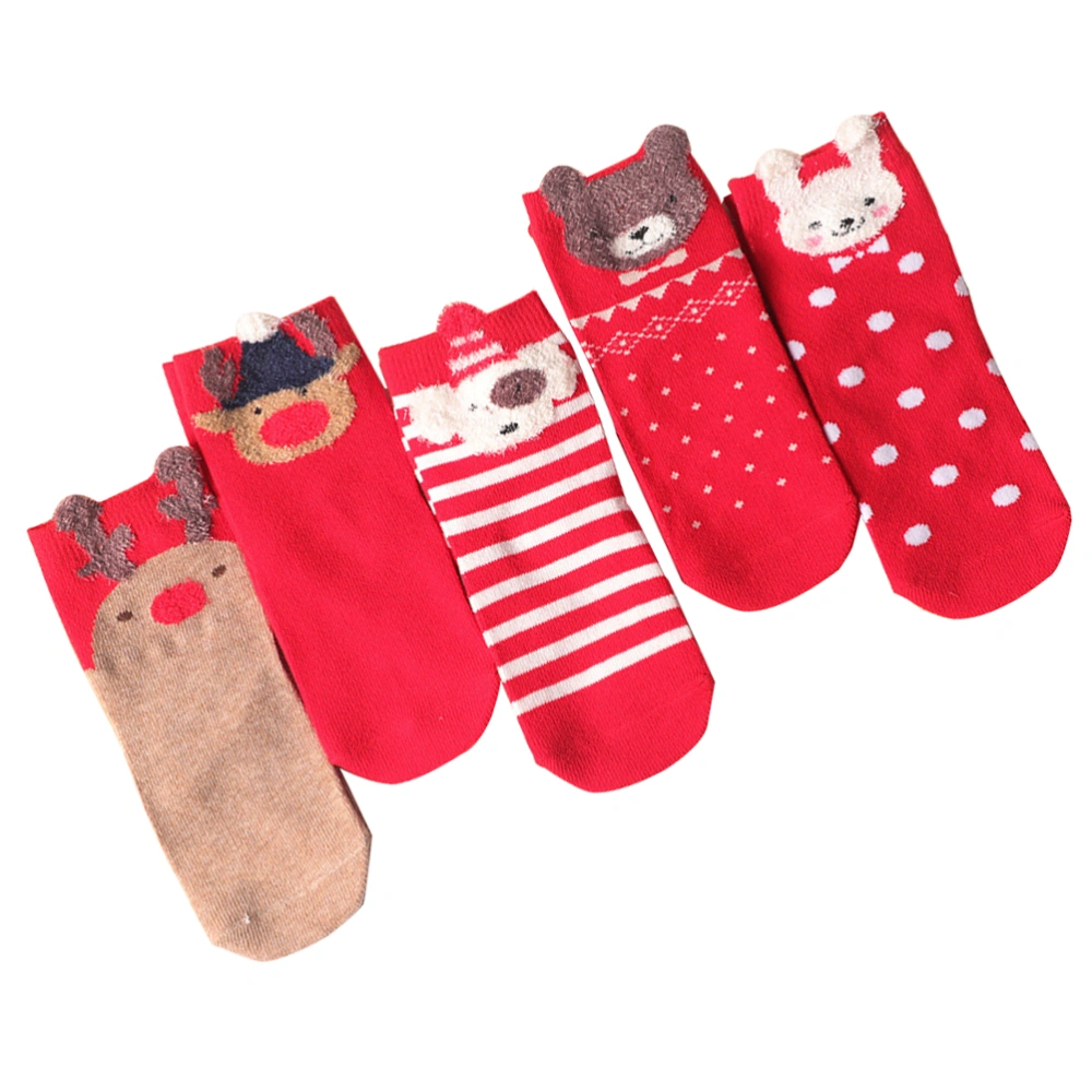 5 Pair/Set Cotton Socks Christmas Socks Creative Socks Christmas Cartoon Socks