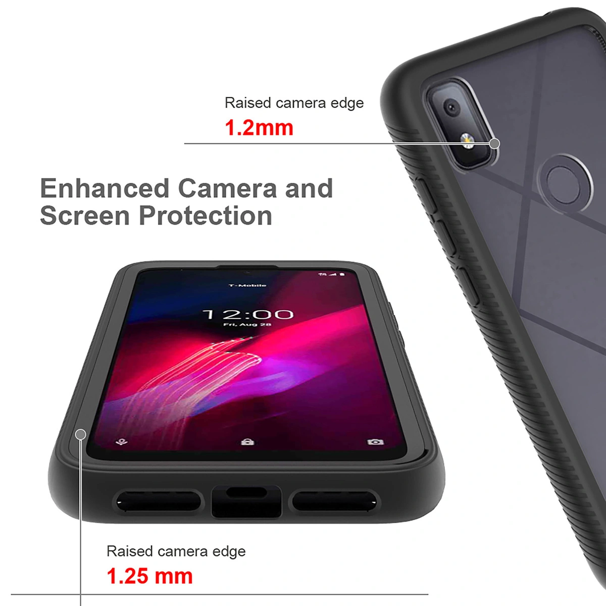 Cell Phone Case Side Anti-slip Phone Shell Compatible for T-Mobile REVVL 4