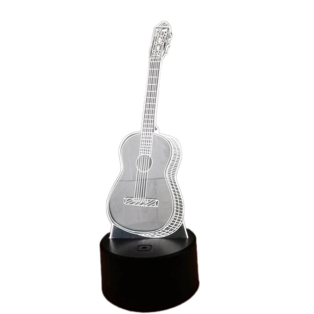3D LED Multicolored Illusion Visual Night Light USB Powered Touch Table Desk Lamp for Bedroom (Guitar)