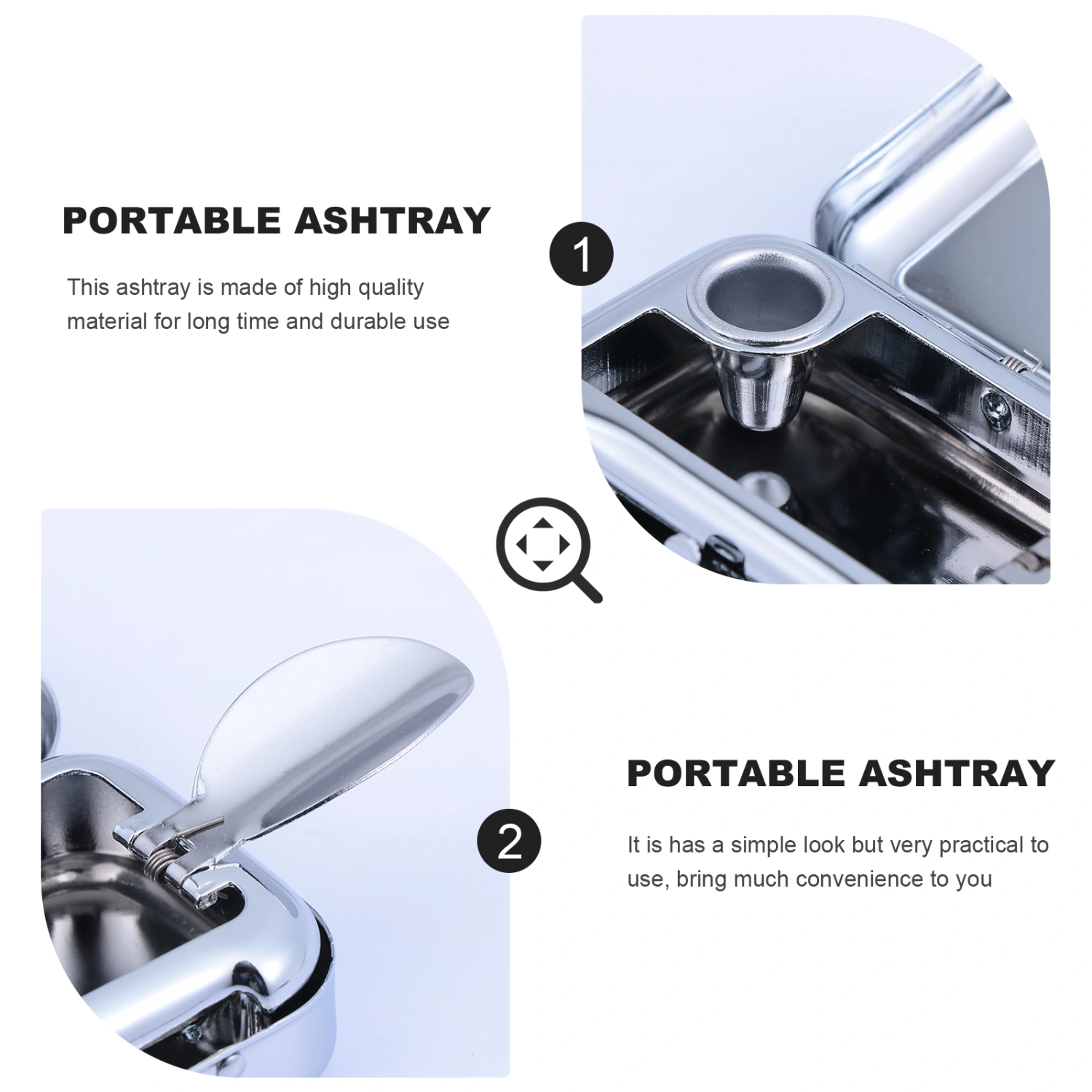 Outing Ash Container Stainless Steel Ashtray Metal Ashtray Cigarette Ash Tray