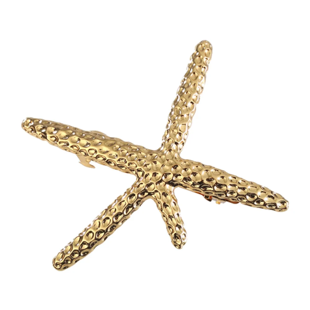 2pcs Sea Star Shaped Hair Clips Metal Hair Barrettes Hair for Women and Girls (Golden)