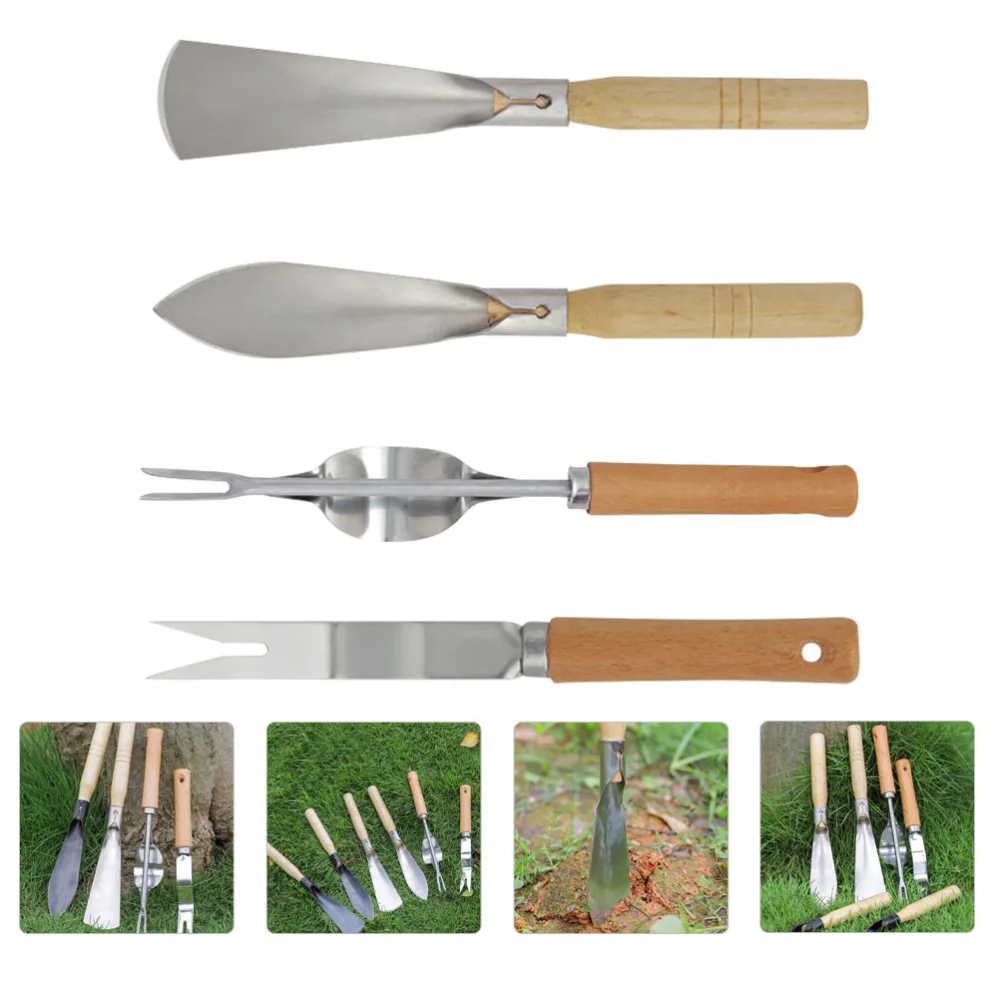 1 Set Gardening Trowel Kit Practical Flower Planting Shovel Wooden Handle Shovels