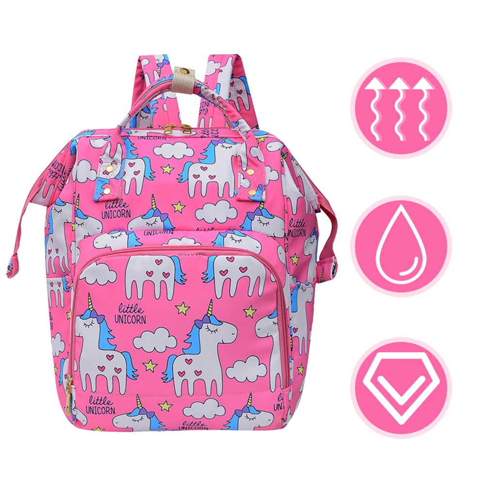 1pc Mommy Bag Large-capacity Printed Diaper Backpack Storage Backpack for Babies Daily (Pink)
