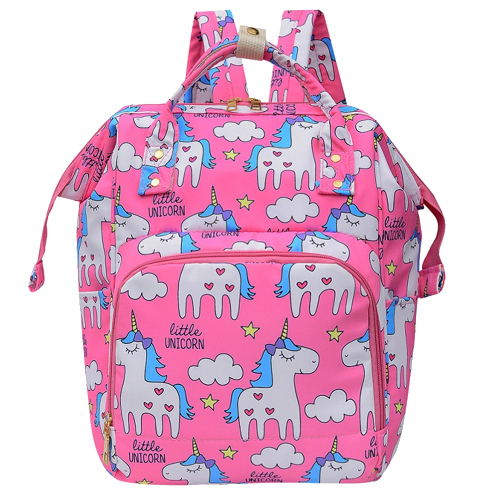 1pc Mommy Bag Large-capacity Printed Diaper Backpack Storage Backpack for Babies Daily (Pink)