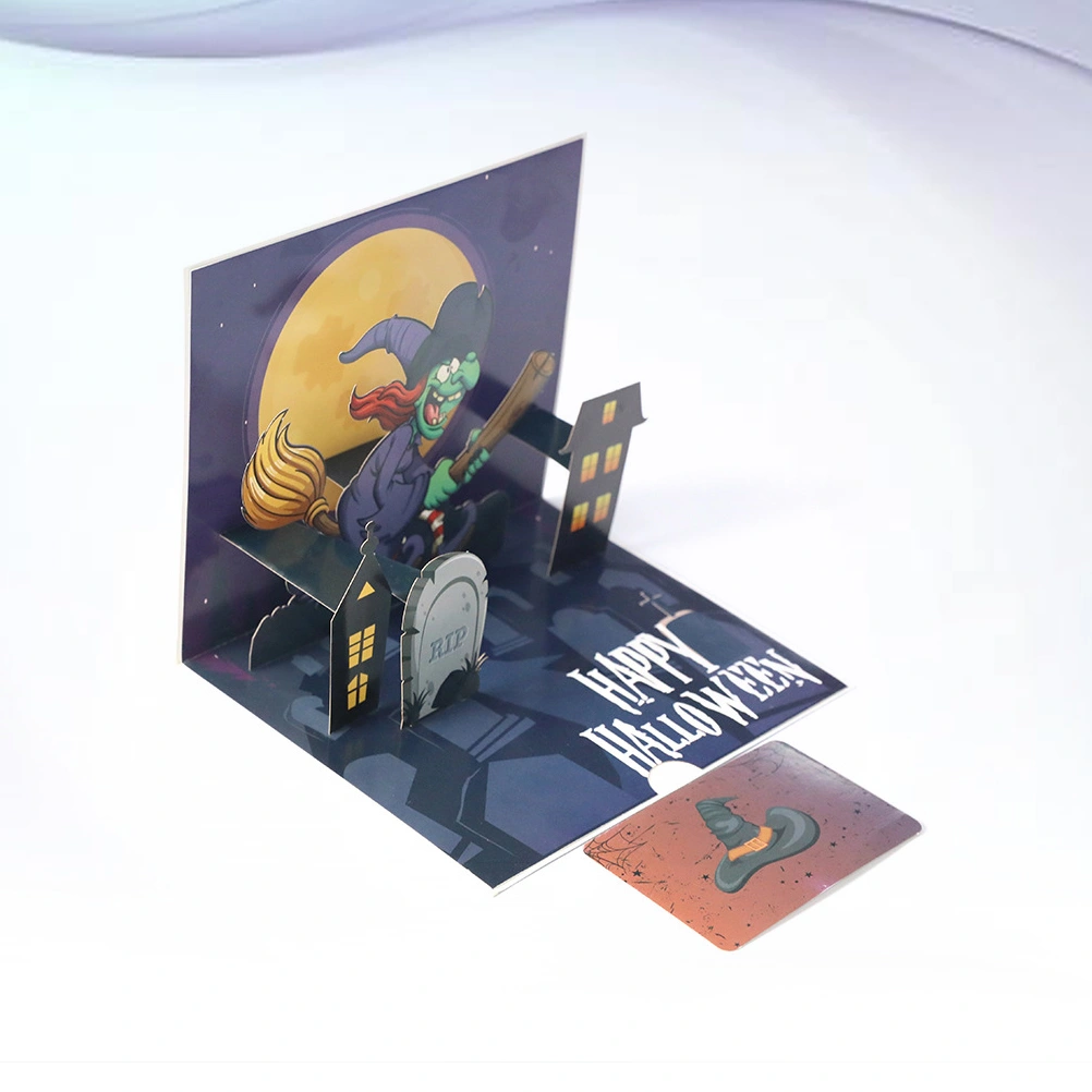 Halloween 3D Popup Horror Greeting Handmade Evil Witch Invitation Trick Or Treat Gift for Halloween Party (13x15.5cm)