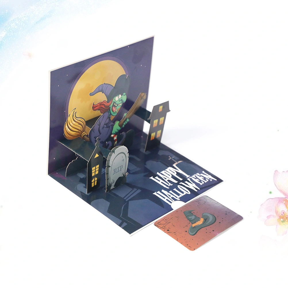 Halloween 3D Popup Horror Greeting Handmade Evil Witch Invitation Trick Or Treat Gift for Halloween Party (13x15.5cm)
