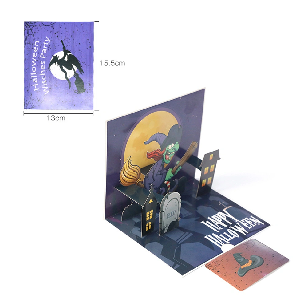 Halloween 3D Popup Horror Greeting Handmade Evil Witch Invitation Trick Or Treat Gift for Halloween Party (13x15.5cm)