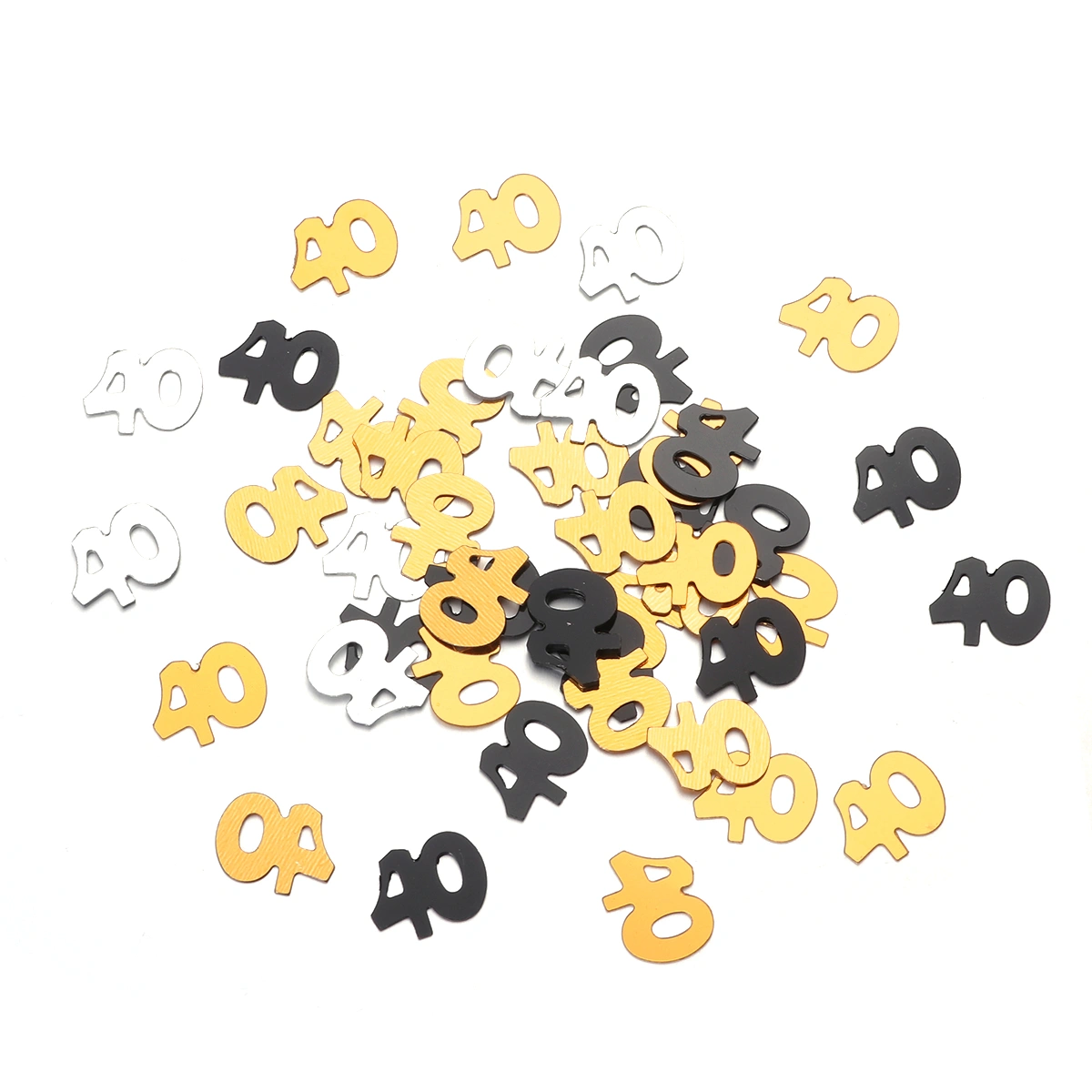 1200pcs Number 40 Sequins Confetti Party Supplies Table Confetti Decoration for Birthday Anniversary (Golden, Silver, Black)