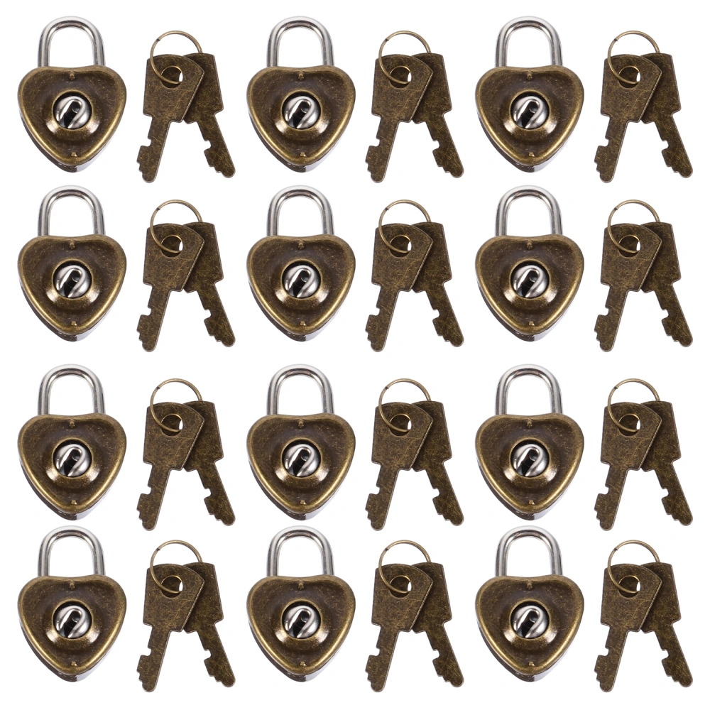 12pcs Practical Heart Shape Padlock Mini Cabinet Lock Drawer Lock for Luggage