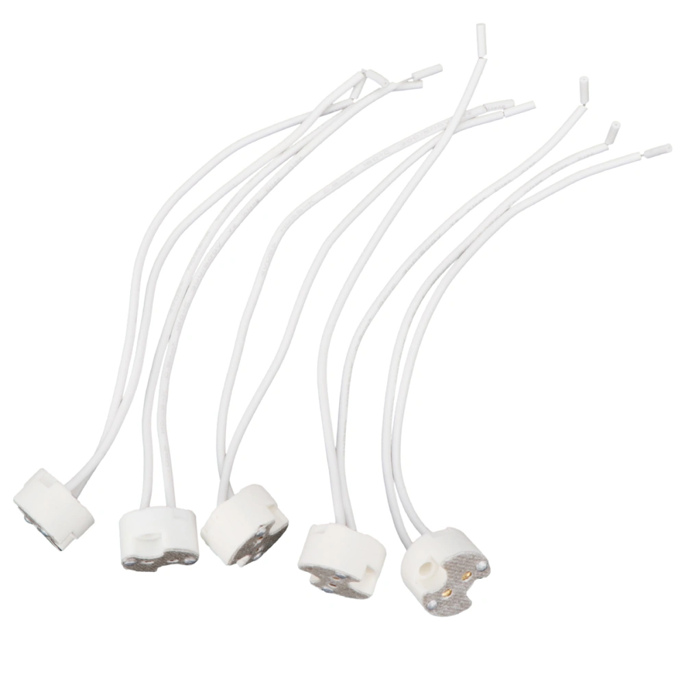 10Pcs Gu10 Lamp Bases Lamp Socket 12~265V Lamp Base Holder Adaptors 15CM Wire Connector (White)