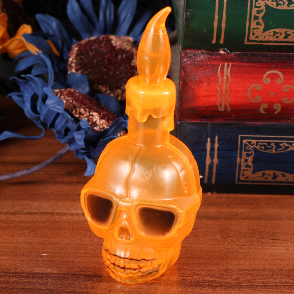 Orange Halloween LED Lamps Glowing Electronic Skull Candle Lights Button Battery Operated Funny Night Lights for Outdoor Indoor Decoration