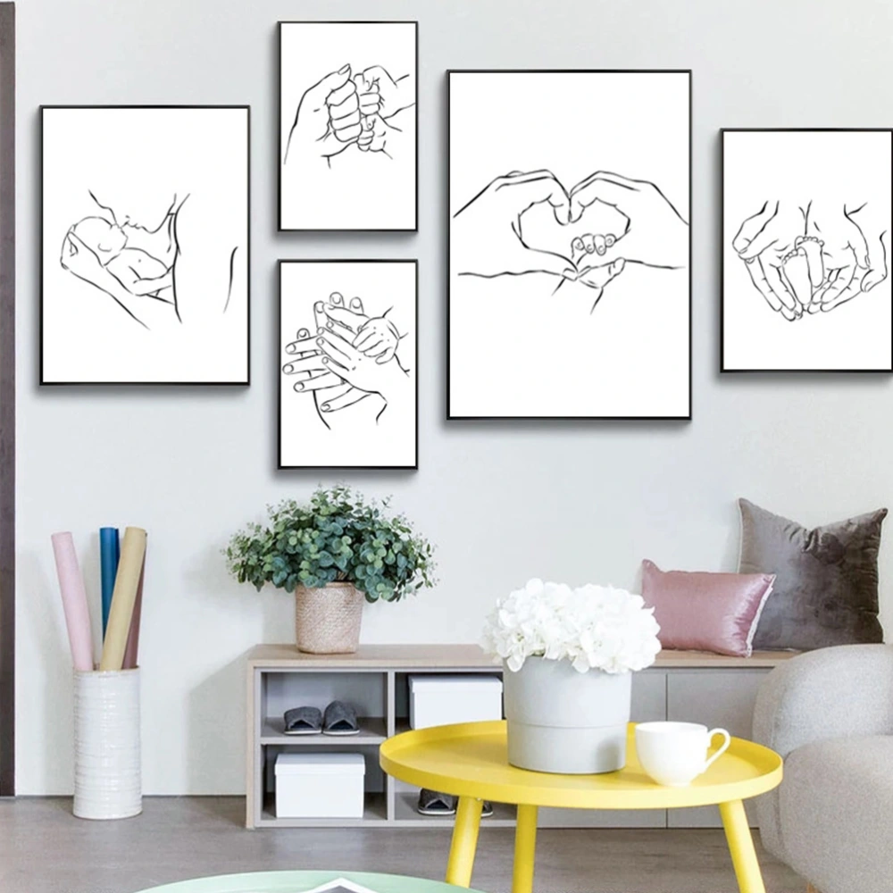 5Pcs Simple Unique Lines Picture Mother Baby Wall Painting Home Backdrop Picture