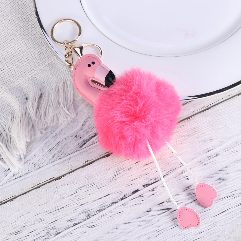 2 Pcs Fluffy Keychain Plush Flamingo Pineapple Key Ring Key Holder Hanging Decoration