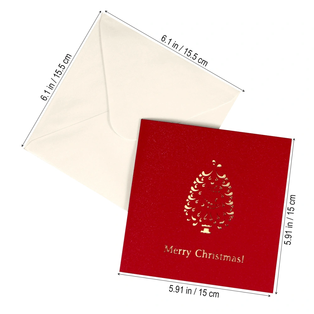 15 x 15cm 3D Christmas Themed Up Cards Merry Christmas for Christmas Holiday Greeting with Envelope (H104)