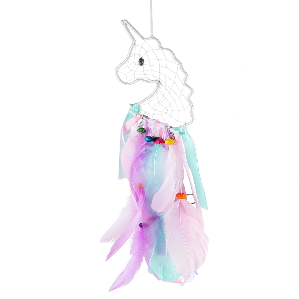 1PC Creative Unicorn Shaped Dream Catcher Hanging Pendant Unique Hanging Decoration Home Hanging Ornaments (Colorful)