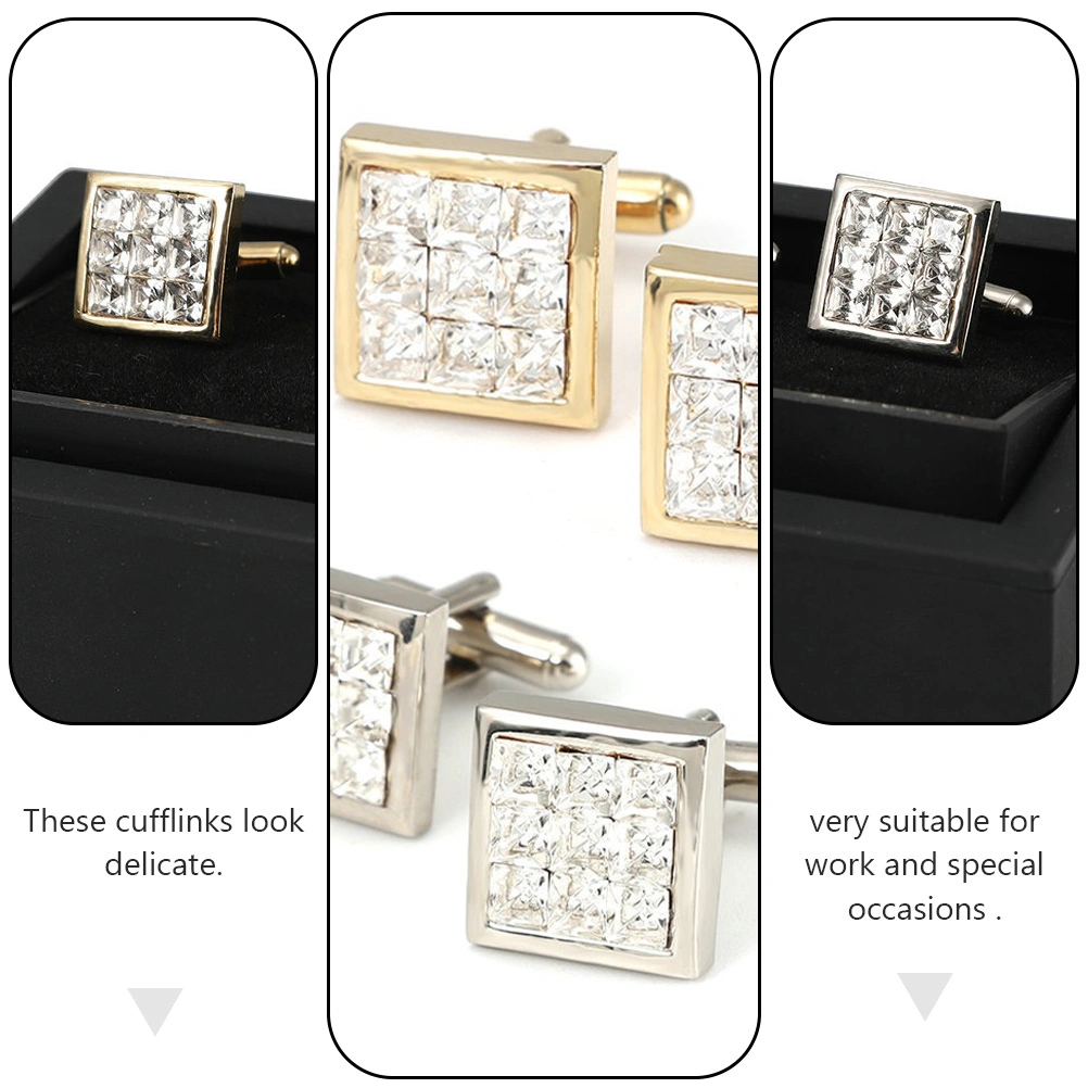 2 Pairs of Decorative Cufflinks Male Cuff Buckles Square Cuff Studs Ornaments