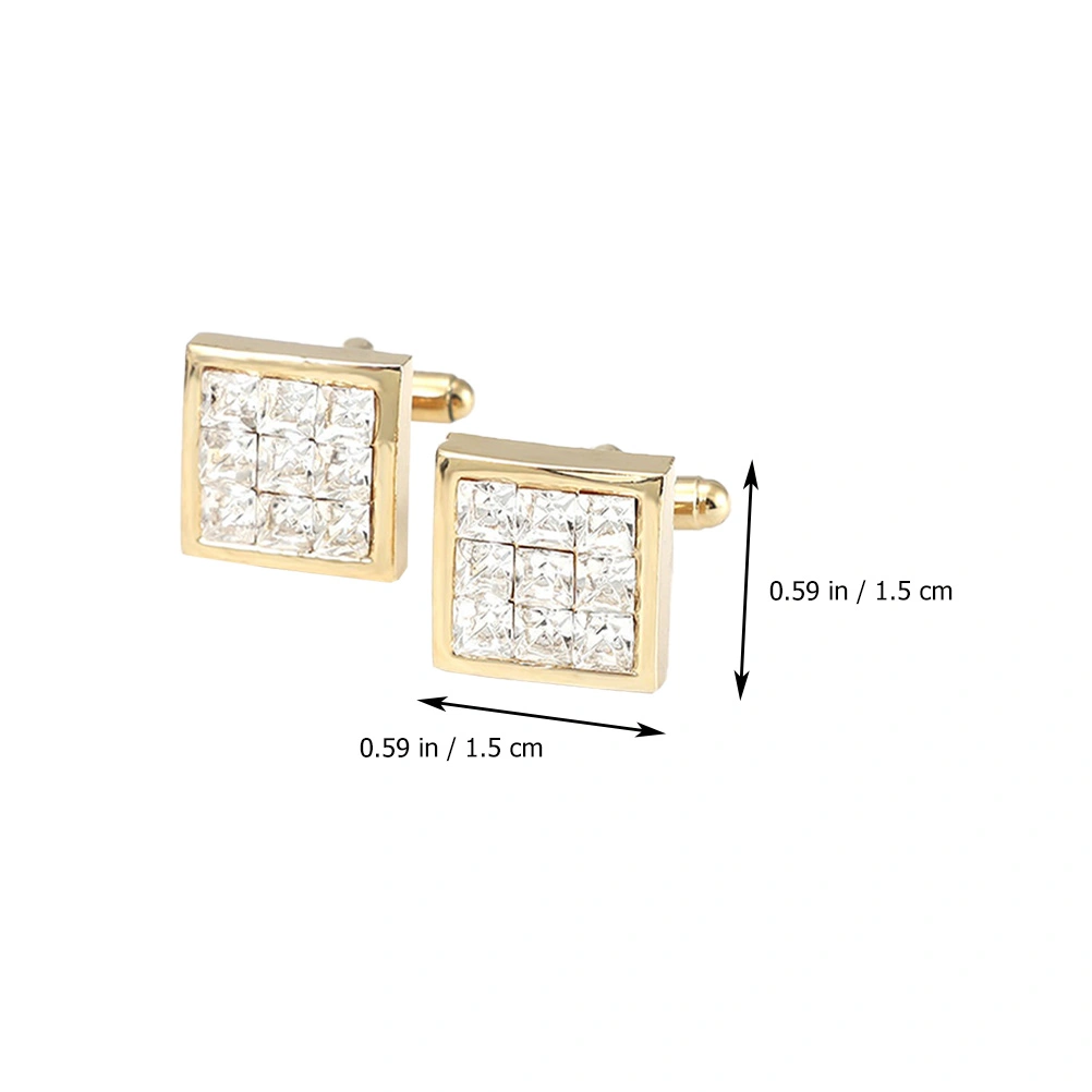 2 Pairs of Decorative Cufflinks Male Cuff Buckles Square Cuff Studs Ornaments