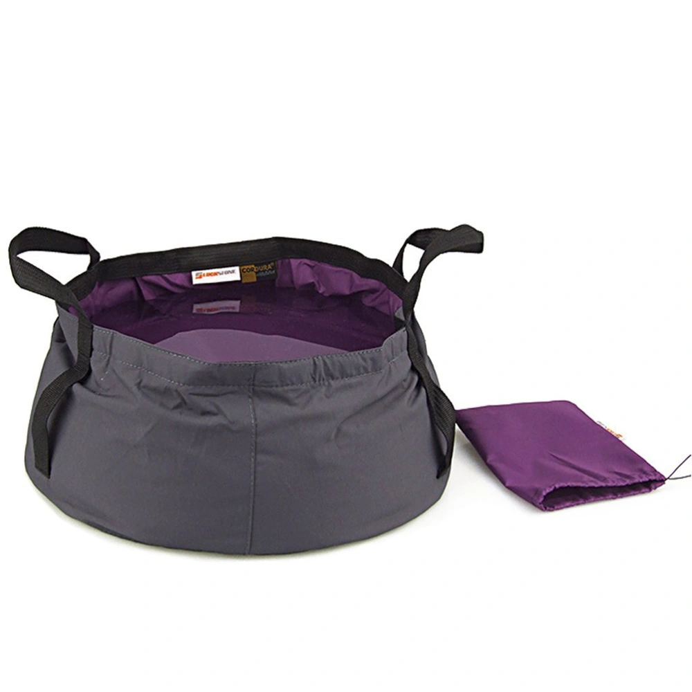 8.5L Travel Outdoor Camping Hiking Folding Wash Basin Bucket with Storage Pouch (Purple)