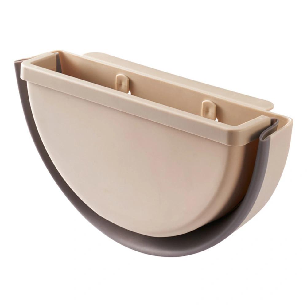 Folding Wall Mounted Waste Bin Debris Holder Collapsible Storage Bucket for Kitchen Home Car (Beige)