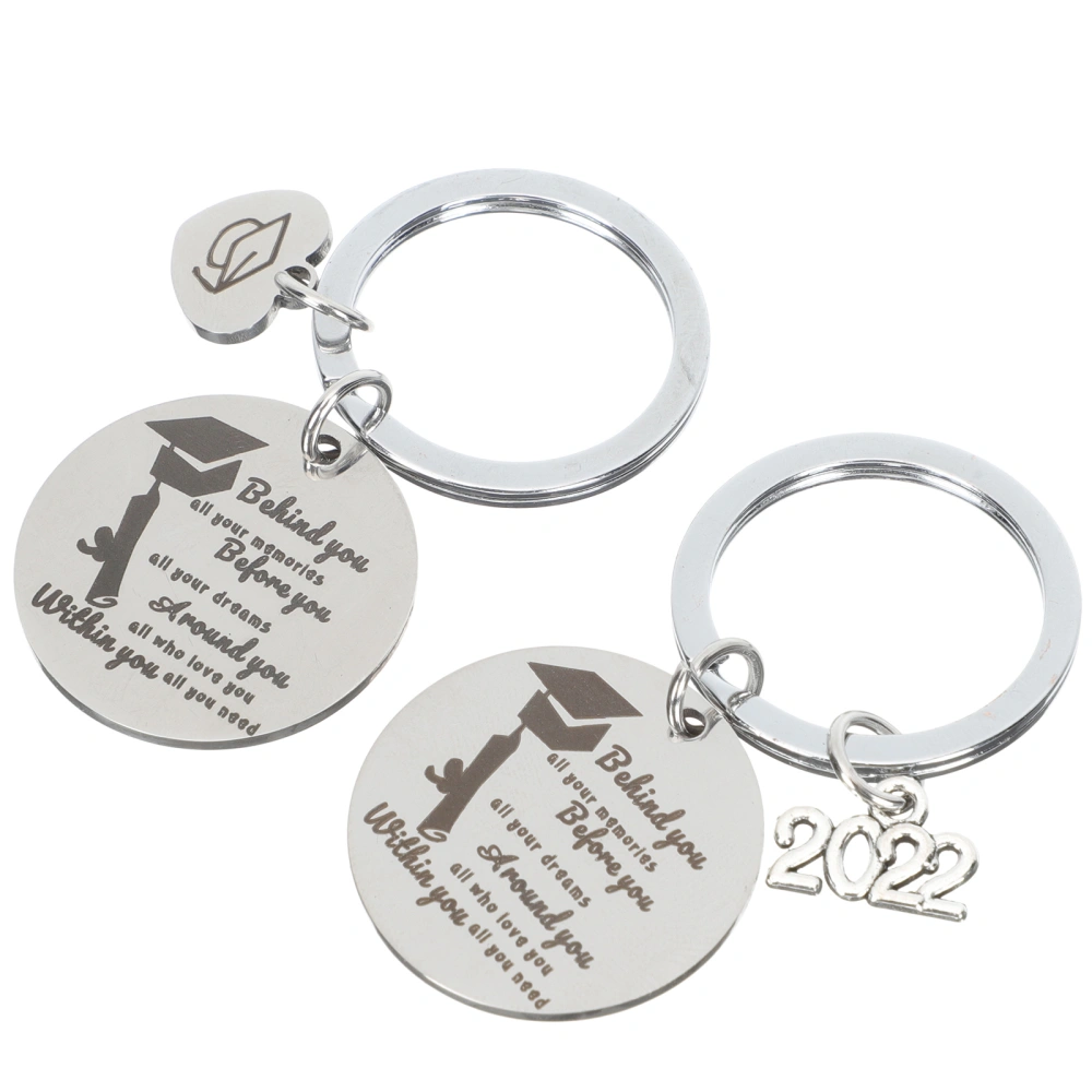 2pcs Keyring Ornaments Delicate Graduation Season Keyholders Stainless Steel Decors