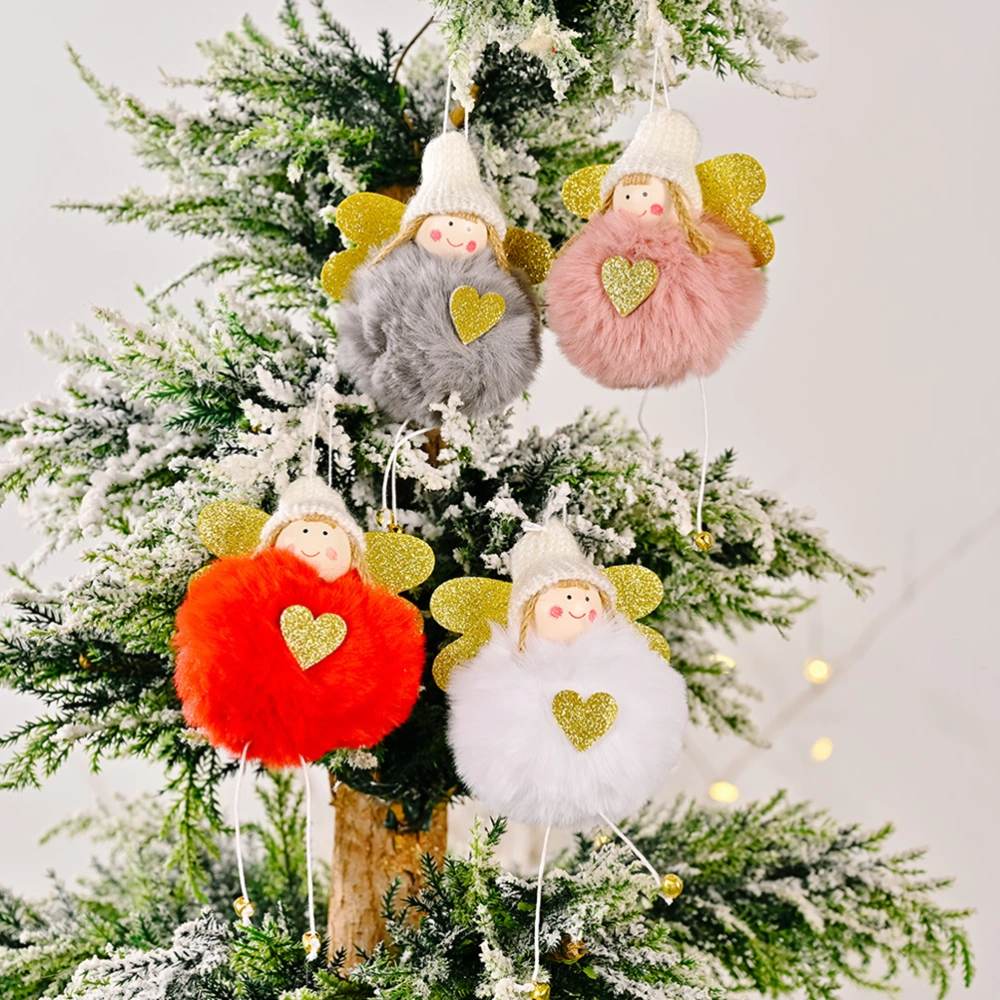 4pcs Adorable Christmas Decoration Christmas Angel Doll Pendant with Bell