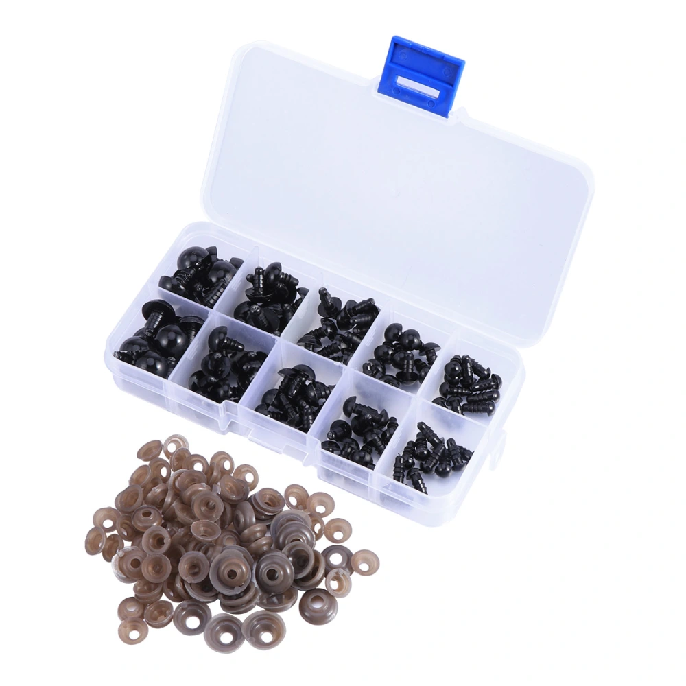 100PCS Plastic Eyes and Gasket 12MM Plastic Safety Eyes Doll Eyes with Carrying Case for Teddy Bear Doll Stuffed Animals Puppet Doll Making (6/8/9/10/12mm)