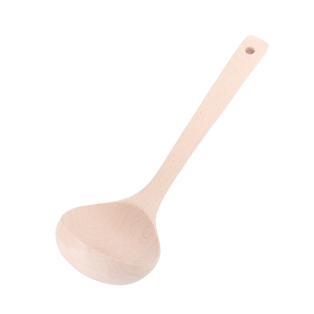 Solid Wood Mixing Spoon Hot Pot Soup Spoon Cooking Utensil for Kitchen Home Restaurant (27x8cm)