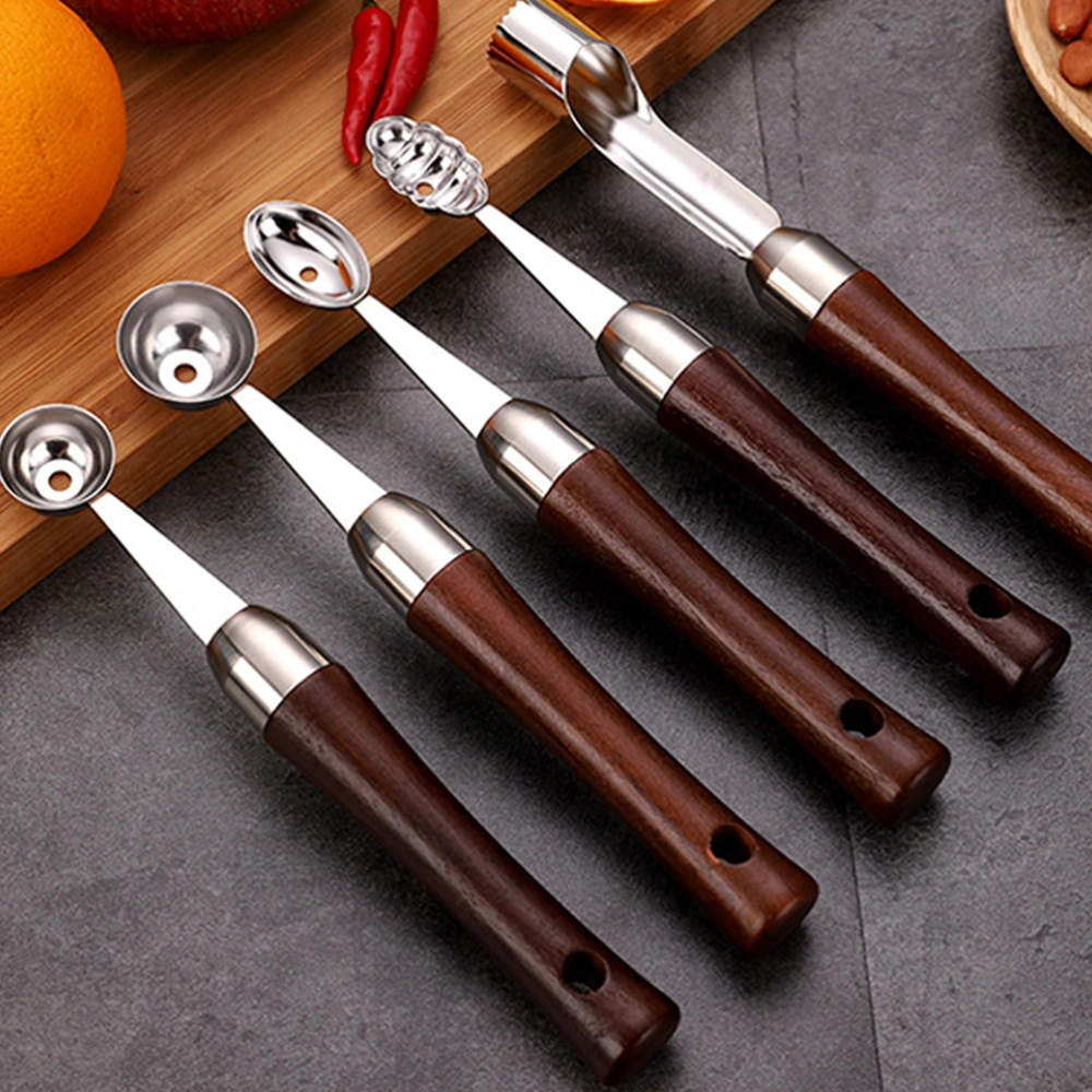 Stainless Steel melon baller Scoop Wood Handle Ice Cream Melon Scoop