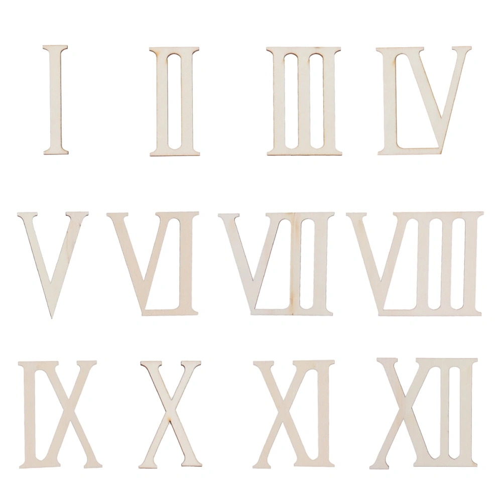 12pcs Wooden Roman Numerals Shape Wood Numerics Numbers DIY Household Bedroom Ornaments Craft Decoration Gift