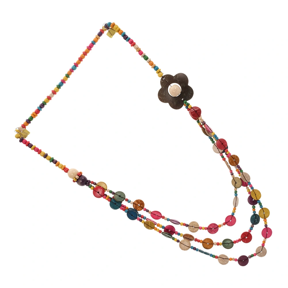 2pcs Colorful Vintage Bohemia Coconut Shell Wood Bead Necklaces (Assorted Color)