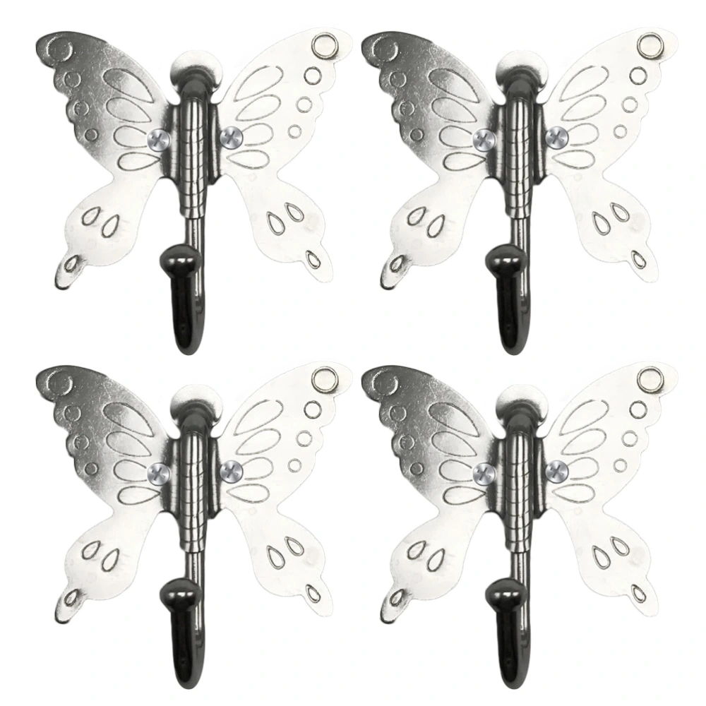 4pcs Stainless Steel Single Robe Hooks Shape Coat Towel Hook Bathroom Accessories