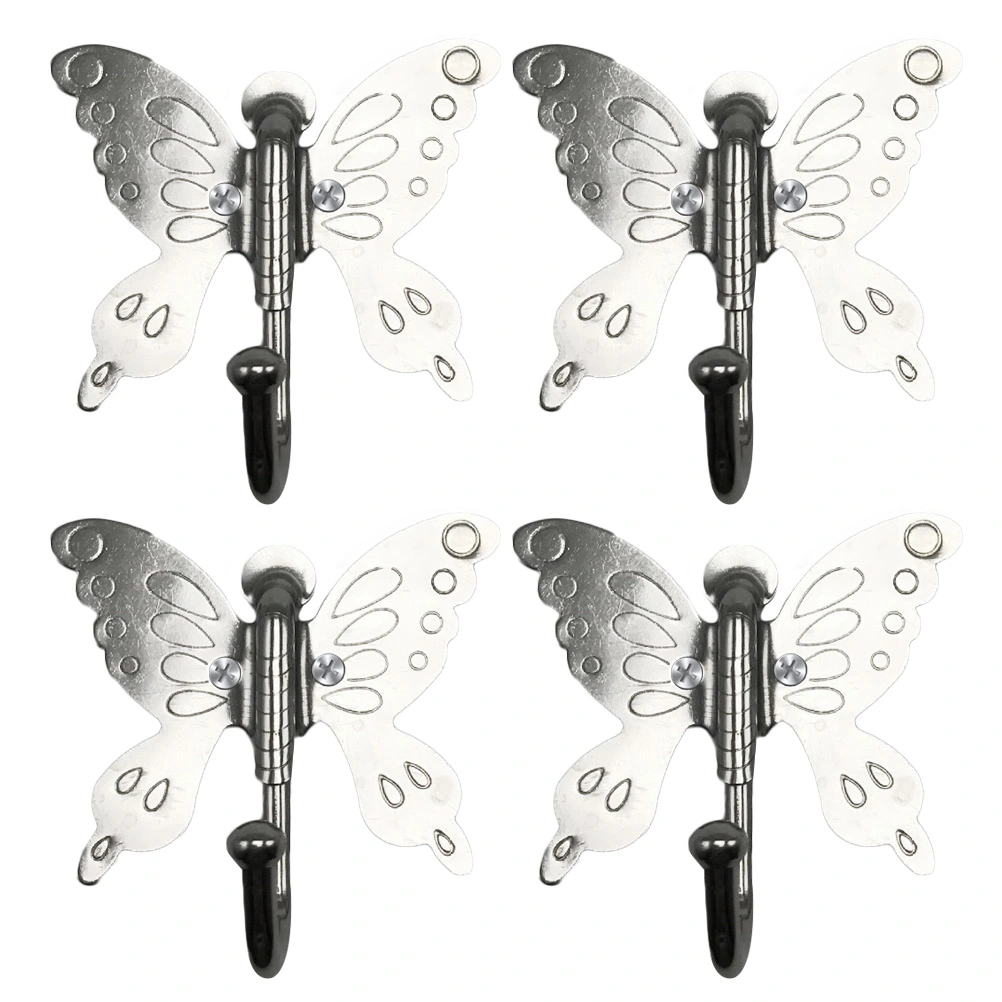 4pcs Stainless Steel Single Robe Hooks Shape Coat Towel Hook Bathroom Accessories