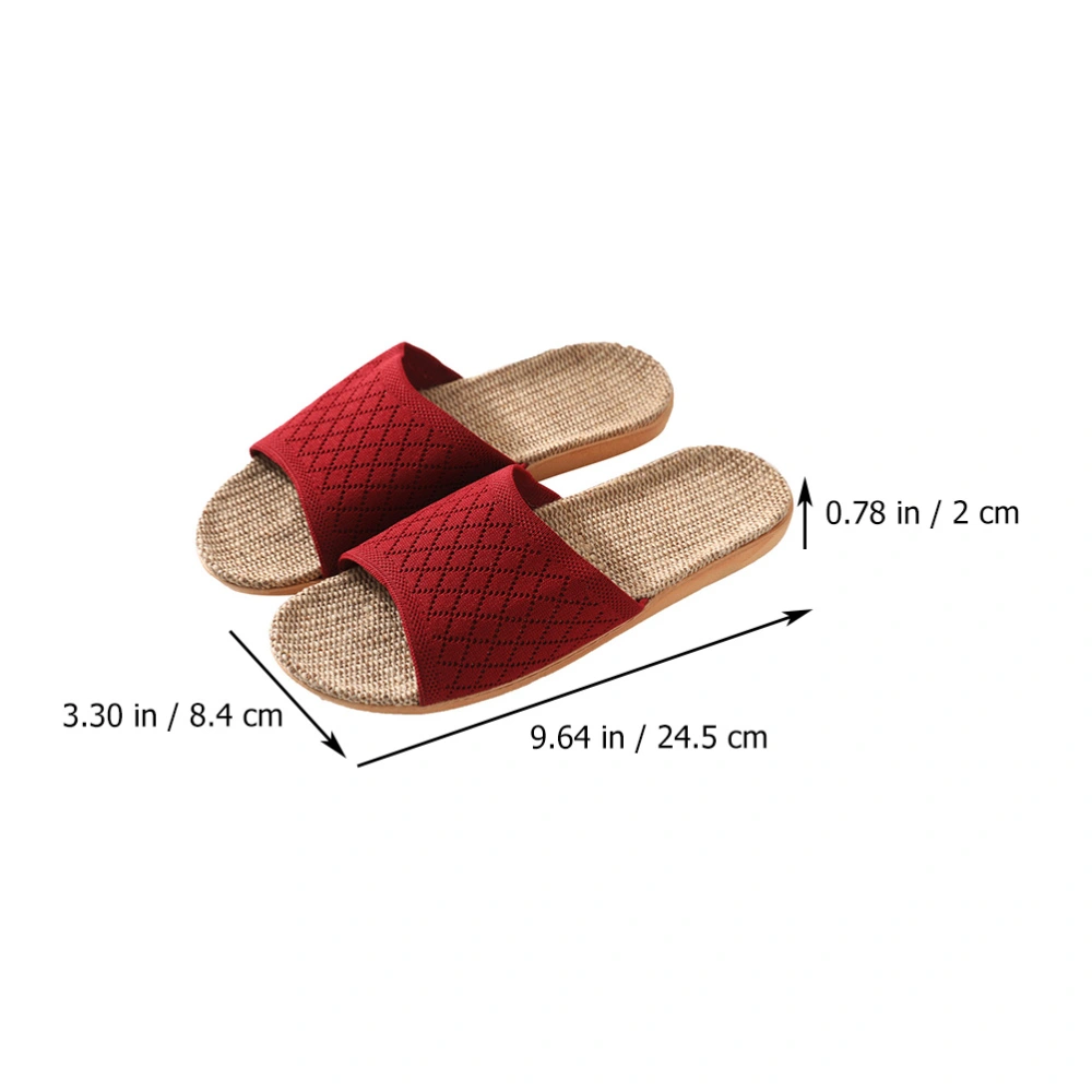 1 Pair Spring and Summer Slippers Indoor Light Shoes Anti-skid Linen Slippers