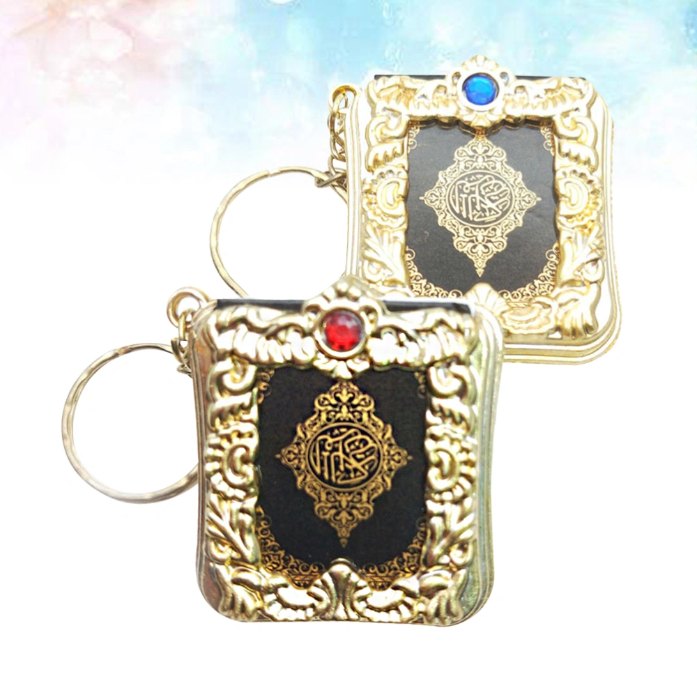 5pcs Keychain Muslim Openable Mini Quran Koran Book Pendant Keyring Religion Pendant (Rhinestone for Random Color)