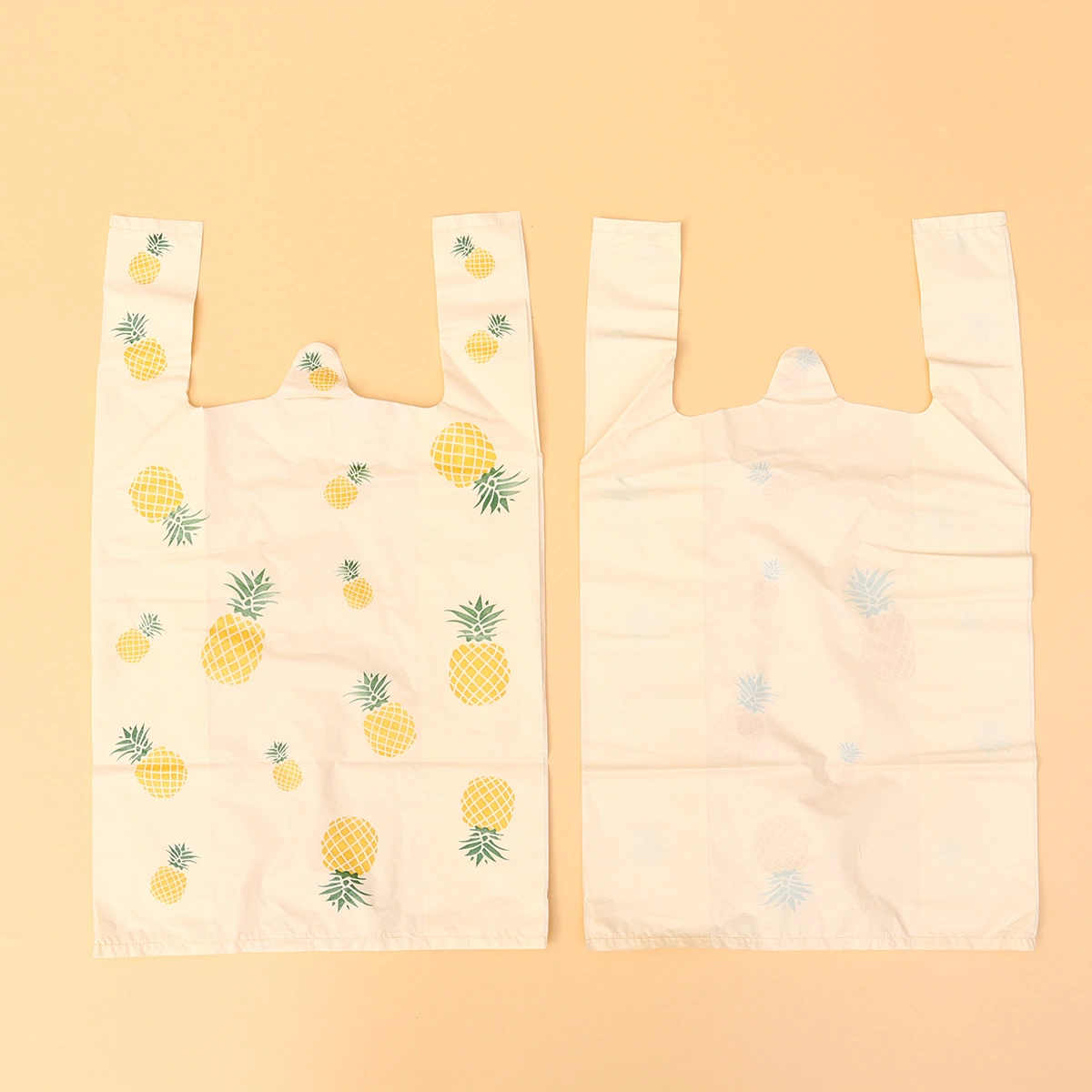 50pcs Pineapple Printing Plastic Bag Fruits Vegetables Bag Supermarket Shopping Bag Portable Storage Pouch for Daily Use