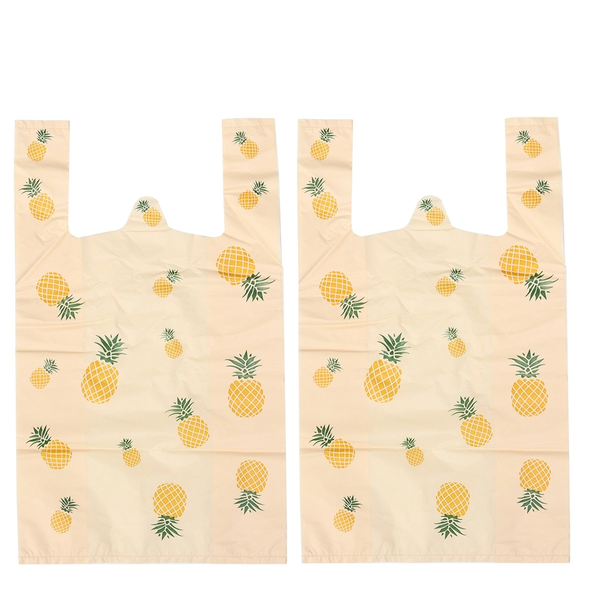 50pcs Pineapple Printing Plastic Bag Fruits Vegetables Bag Supermarket Shopping Bag Portable Storage Pouch for Daily Use