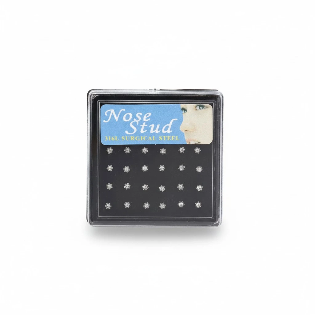 1 Box/24pcs Stainless Steel Nose Nail Nose Stud Decorative Stud Nose Pin